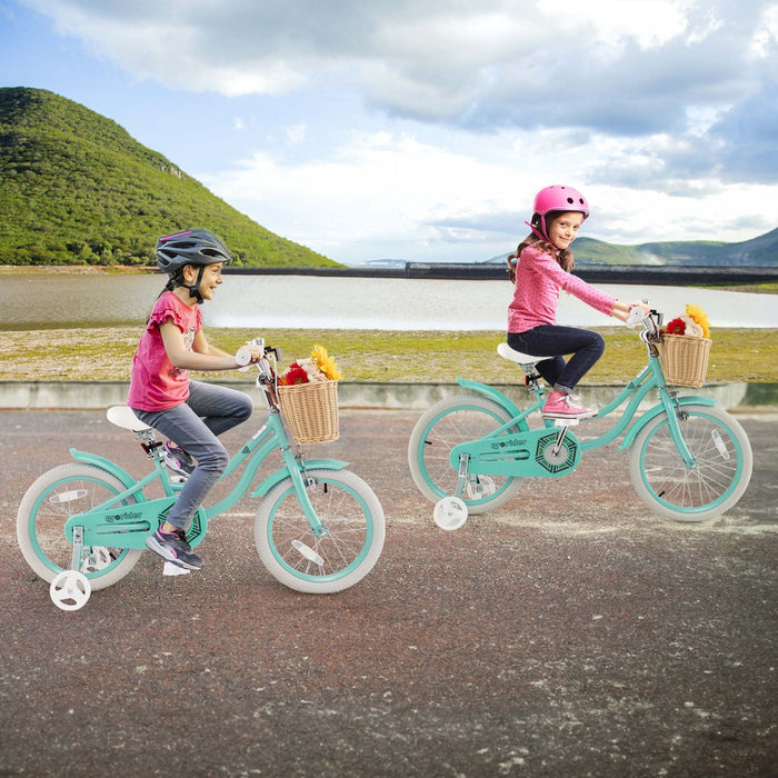 Prorider 16" Kid's Bike With Training Wheels Adjustable Handlebar Seat Handbrake Green