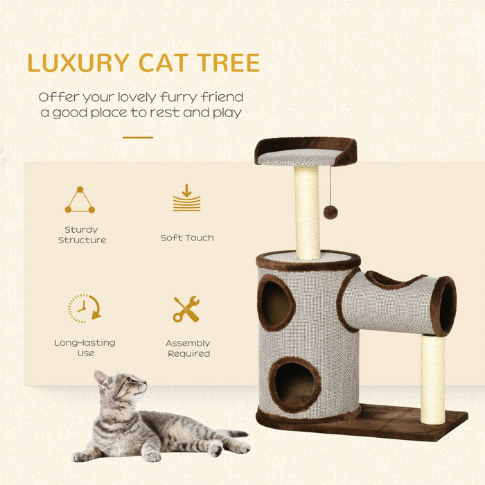 Pawhut Cat Tree Tower Indoor Cats Climbing Activity Center Kitten Furniture W/ Cat House, Bed, Scrat