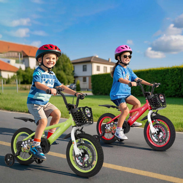 Costway 14" Kid's Bike For 3-5 With Height-adjustable Handlebar & Saddle Handbrake Green