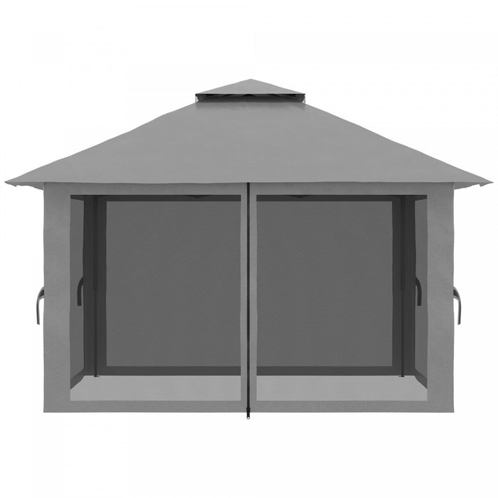 Outsunny 13' X 13' Pop Up Canopy With Mesh Sidewalls, Easy Up Canopy Tent Shelter With 2-tier Roof, 