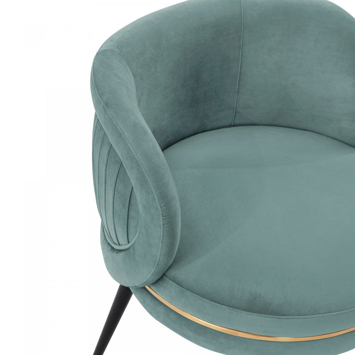 Kaya Modern Wood Velvet Dining Chair in Mint Green - Set of 2 