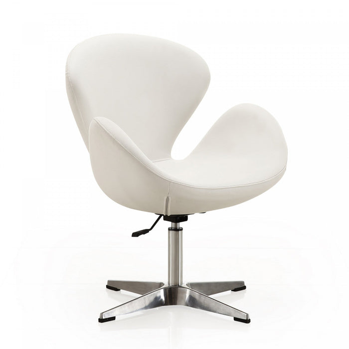 Raspberry Modern Upholstered Swivel Lounge Chair in White - Set of 2 Accent Chair 