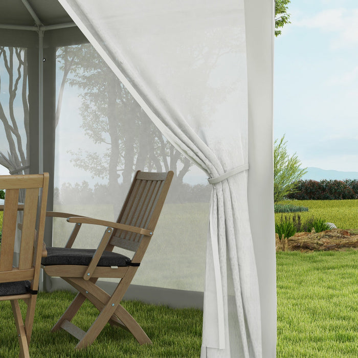Outsunny Hexagonal Patio Gazebo Tent, Creamy White