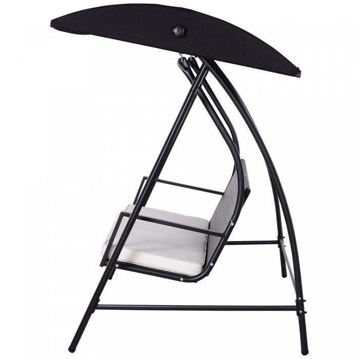 Outsunny Wicker Patio Swing With Stand For 3 Persons, Outdoor Swing Chair, Glider Loveseat W/ Adjust