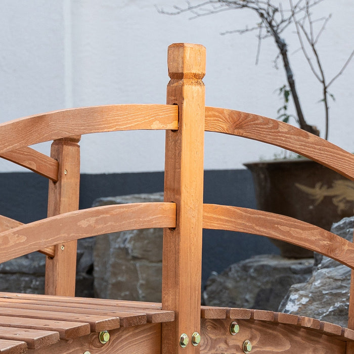 Outsunny 5ft Wooden Garden Bridge Classic Arc Footbridge With Guardrails For Stream Pond Walkway, Or
