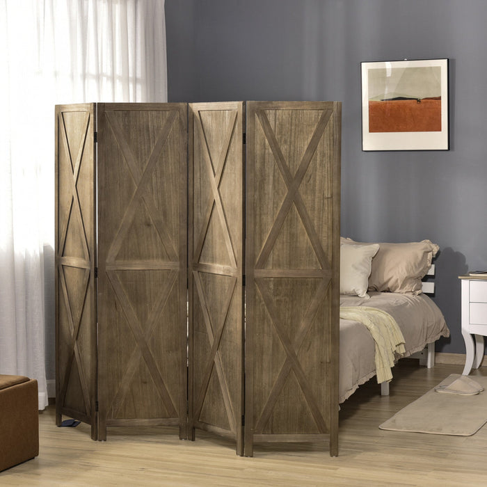 Homcom 5.6ft 4-panel Wooden Room Divider With Foldable Design