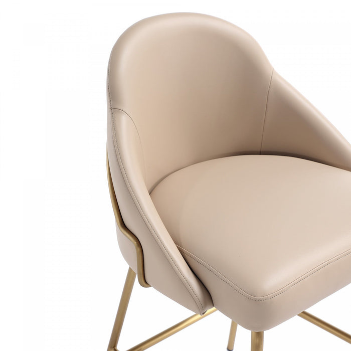 Gracie Modern Metal Upholstered Barstool in Tan and Gold Armoire 