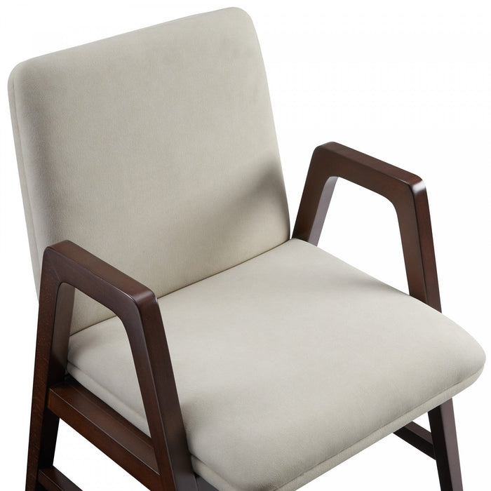 Stella Modern Wood Velvet Armchair in Champagne 