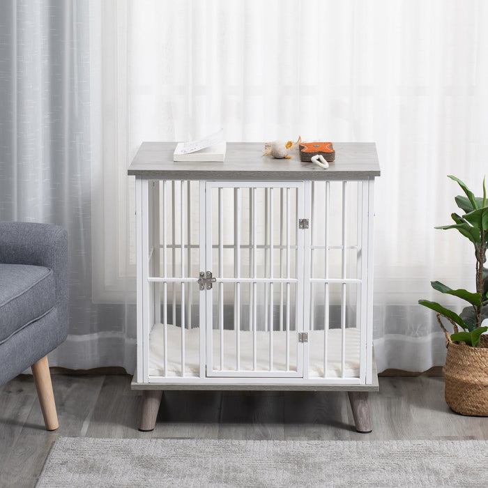Pawhut Dog Crate, Furniture Style Pet Cage Kennel, End Table, Decorative Dog House, With Soft Cushio