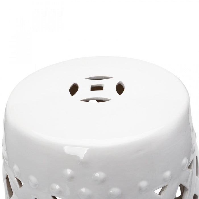 Outsunny 13" X 18" Outdoor Ceramic Garden Stool, White