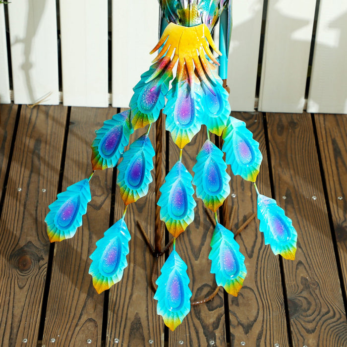 Outsunny Peacock Garden Statue, 32.7" Standing Steel Lawn Ornament