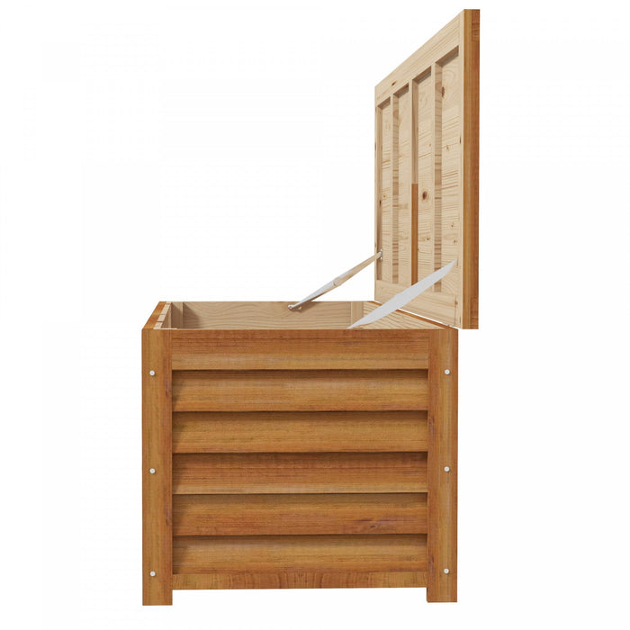 Outsunny 176l Outdoor Deck Box With 2 Safety Hinges For Porch Light Brown