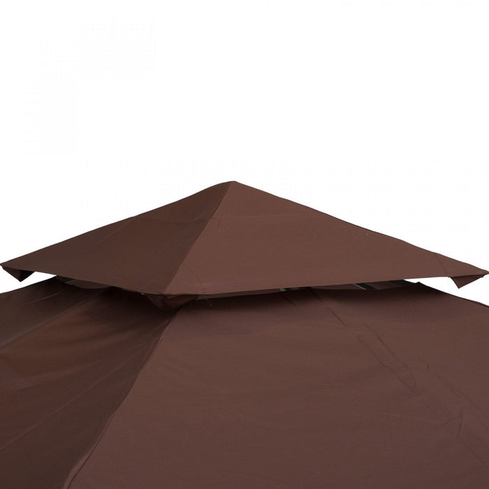 Outsunny 9.8' X 9.8' Square 2-tier Gazebo Canopy Replacement Top Cover Outdoor Garden Sun Shade, Cof