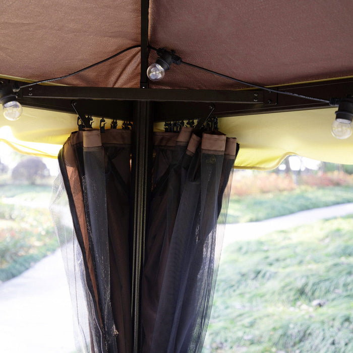 Outsunny 10' x 13' Patio gazebo, aluminum Frame Double Roof Outdoor Gazebo Canopy Shelter With Netti