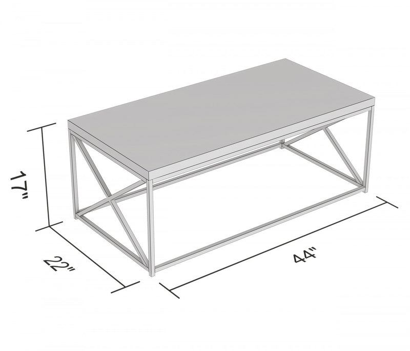 44\" Coffee Table Marble With Black Metal 