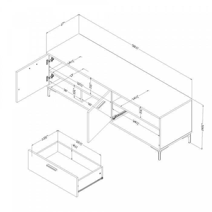 Musano 59\" TV Stand with Storage - Black Oak