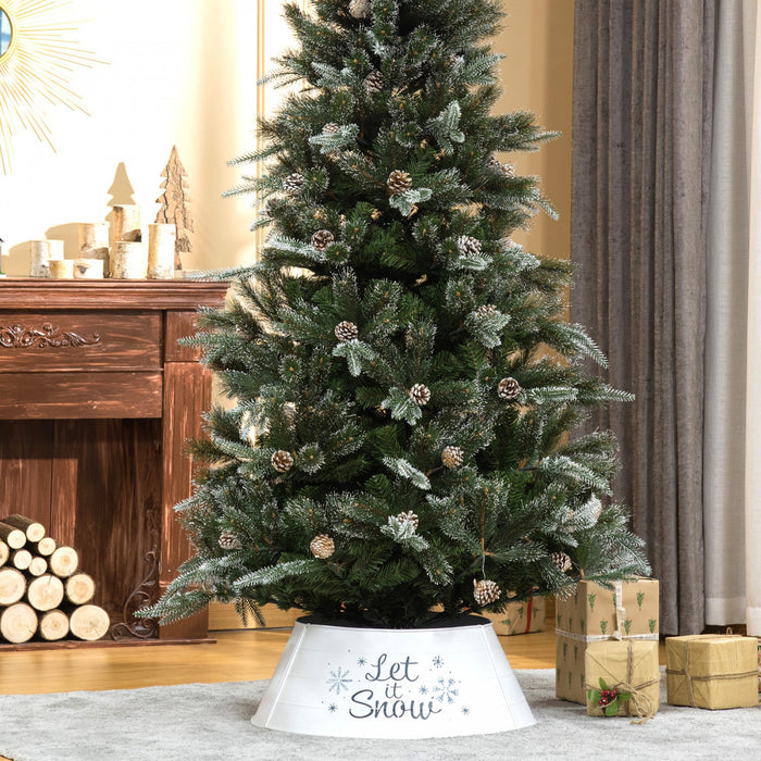 Homcom 26 Inch Metal Christmas Tree Collar, Xmas Tree Base Cover, White