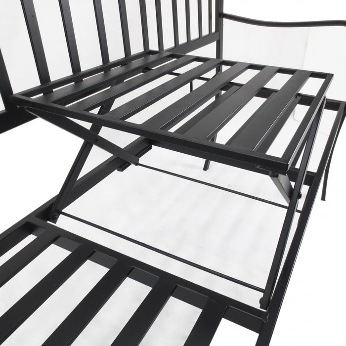 Outsunny Outdoor Bench With Retractable Middle Table, Black
