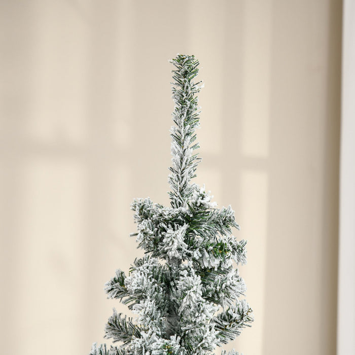 Homcom Snow Flocked Pencil Christmas Tree Slim Artificial Christmas Tree