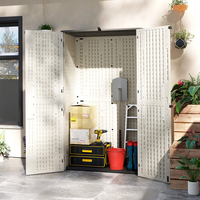 Outsunny 368 Gallon Storage Cabinet With Openable Top And Lockable Doors