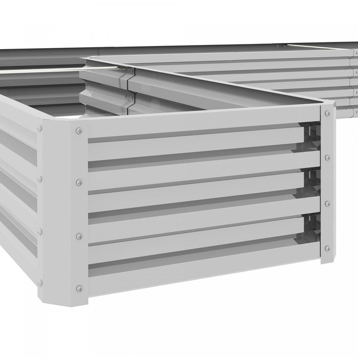 Outsunny L-shaped Raised Garden Bed, 82\" X 109\" X 12\" Galvanized Steel Planter Box With Multi-reinfo