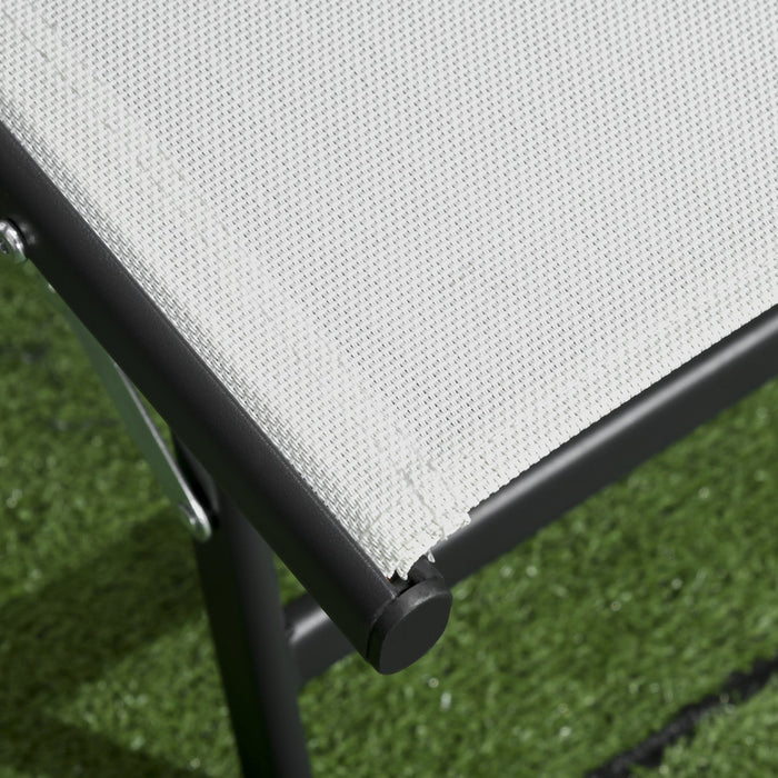 Outsunny 2pcs Lounge Chairs With Wheels, 5-level Adjustable Backrest, White
