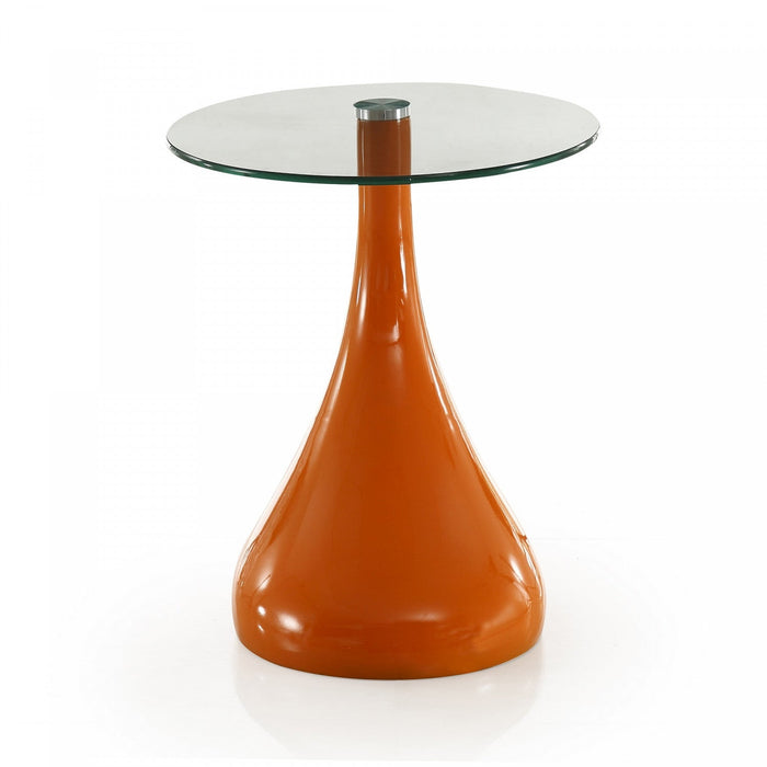 Lava Modern Glass Top End Table in Orange 