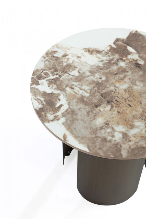 Monica Modern Glam Sintered Stone Top End Table in Bronze 