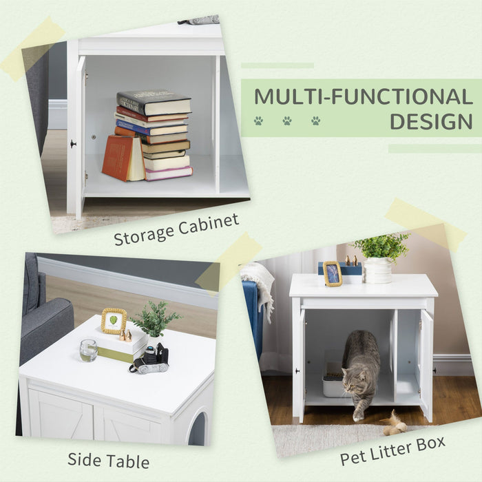 Pawhut Cat Litter Box Enclosure With Openable Top, Cat Washroom Storage Side Table With Double Doors
