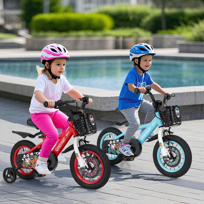 Costway 12" Kid's Bike For 3-4 With Height-adjustable Handlebar & Saddle Handbrake Red