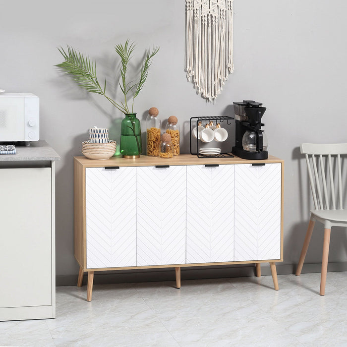 HOMCOM 47" Sideboard, Buffet Cabinet with Adjustable Shelves, Natural