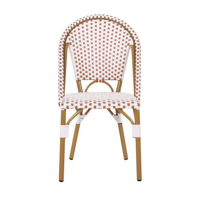 Julien Faux Ratten and Aluminum French Bistro Chairs, Set of 2 - White and Red 