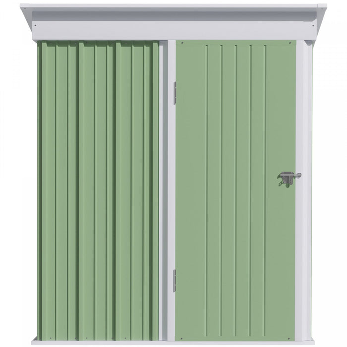 Outsunny 5' X 3' Steel Outdoor Storage Shed, Small Lean-to Garden Shed With Adjustable Shelf, Lock A