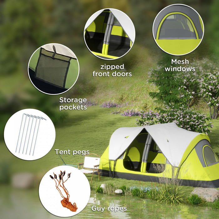 Outsunny Camping Tent, 6-8 Person Tent With 2 Bedroom & Waterproof Rainfly