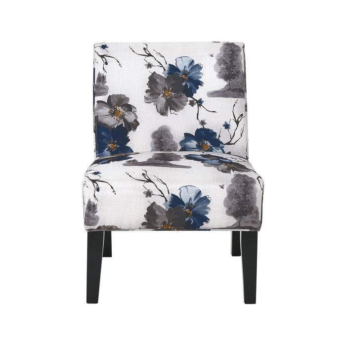 Oliver Linen-look Fabric Accent Chair Set Of 2 With Rubberwood Legs - Blue, Multicolour 