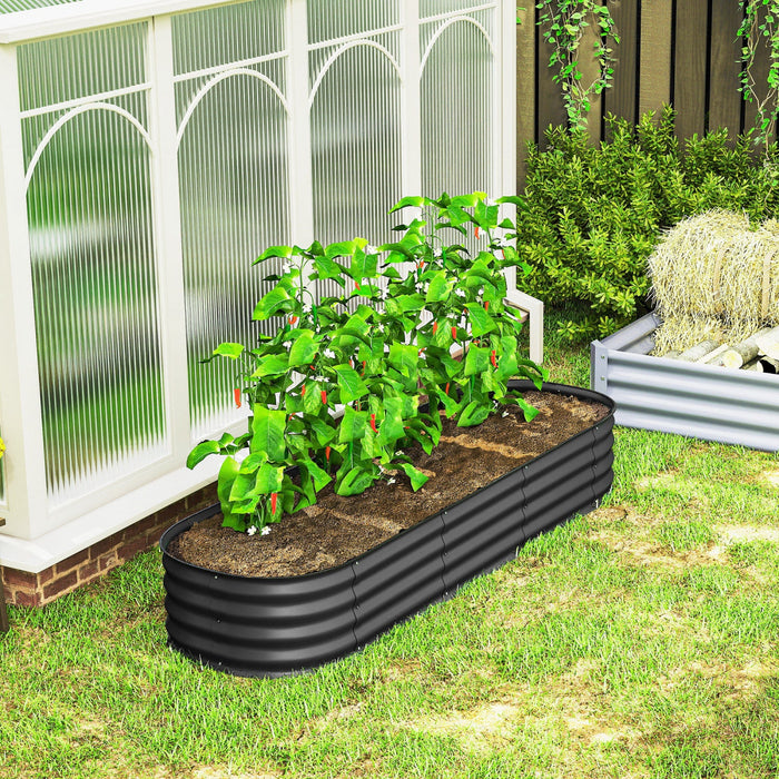 Outsunny Galvanized Raised Garden Bed Planter Box, 6.4 x 2 x 1ft, Dark Grey