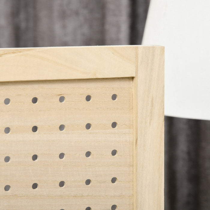 HOMCOM 4.7' 4 Panel Room Divider with Pegboard Display for Indoor