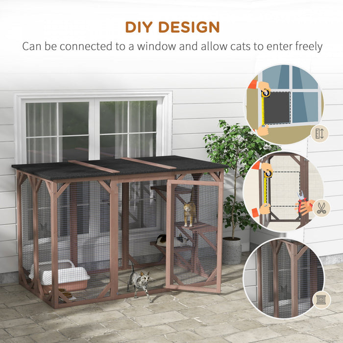 Pawhut Cat Cage Indoor Catio Outdoor Cat Enclosure Pet House Small Animal Hutch For Rabbit, Kitten, 