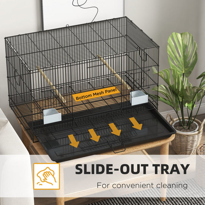 Pawhut 17.7\" Birdcage For Canaries, Lovebirds Finches, Budgie Cage With Removable Tray, Bottom Mesh 