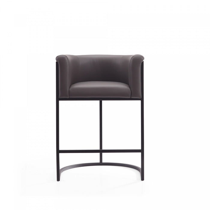 Cosmopolitan Mid-Century Modern Metal Upholstered Counter Stool in Graphite - Set of 2 Bar Stool 