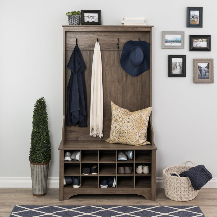 Hall Tree with Shoe Storage - Drifted Grey