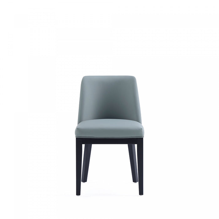 Gansevoort Modern Wood Vegan Leather Dining Chair in Pewter - Set of 4 