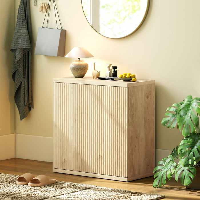 HOMCOM Sideboard Buffet Cabinet, Kitchen Cabinet with Soft-Close Door, Oak