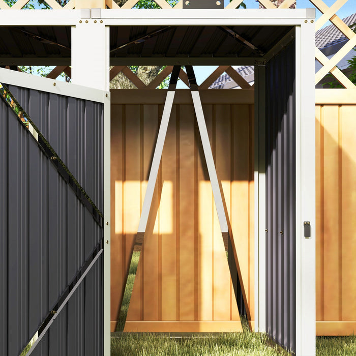 Outsunny Double Garbage Bin Shed, Lockable Storage Shed With Openable Lid
