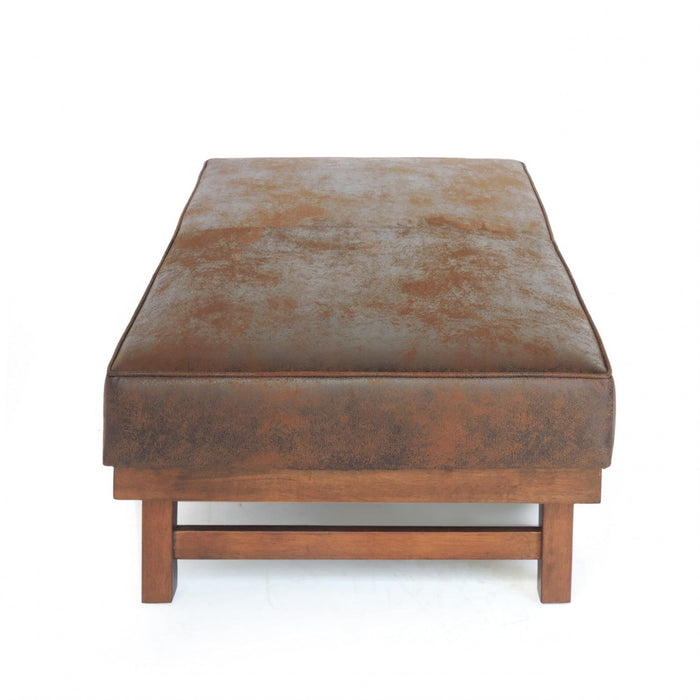 Harrison Large Ottoman Coffee Table with Faux Leather and Storage Function - Brown 