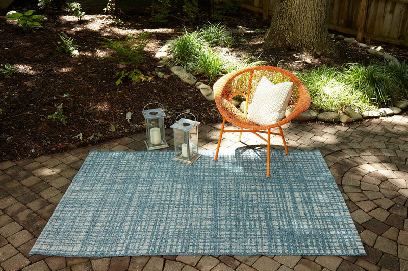 Nayah Contemporary 6'7\" x 9'6\" Area Rug in Blue Indoor Area Rug 