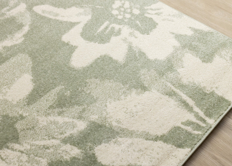 Ellis Floral Green Cream Area Rug - 7'10\" x 10'6\"