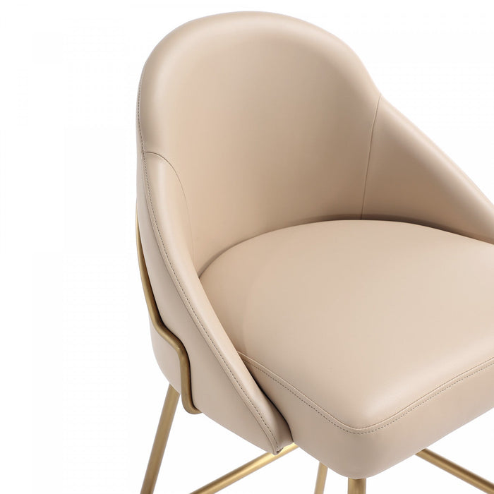 Gracie Modern Metal Upholstered Counter Stool in Tan and Gold Bar Stool 
