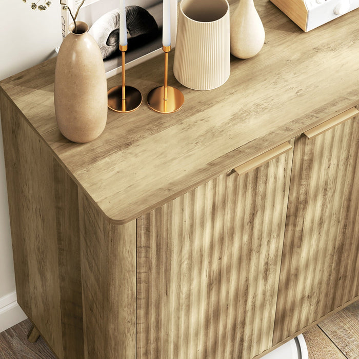 HOMCOM 55" Modern Sideboard Buffet Cabinet with Storage 4 Fluted Doors Oak