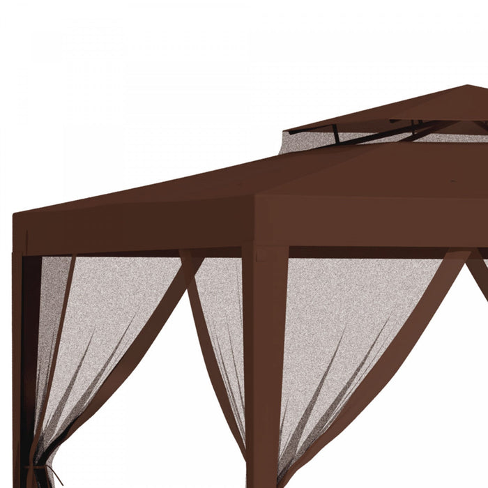 Outsunny 10' X 10' Canopy Tent, Party Tent With Mesh Netting And Double Tier Roof For Backyard, Gard
